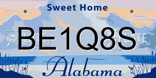 BE1Q8S Alabama License Plate