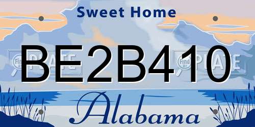 BE2B410 Alabama License Plate