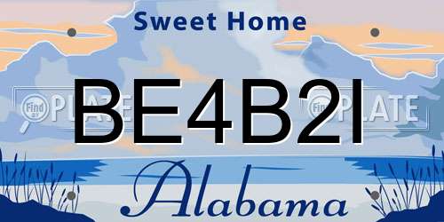 BE4B2I Alabama License Plate