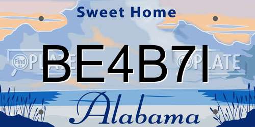 BE4B7I Alabama License Plate