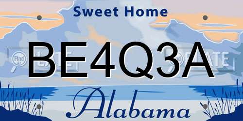 BE4Q3A Alabama License Plate