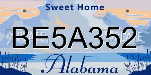 BE5A352 Alabama License Plate