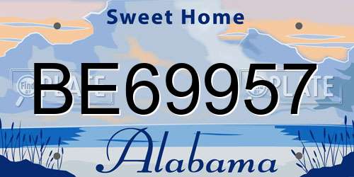 BE69957 Alabama License Plate