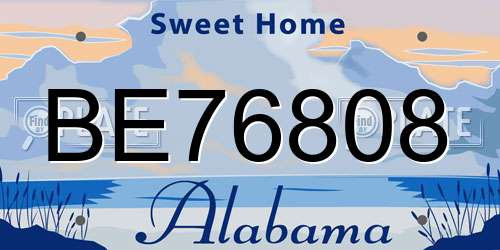 BE76808 Alabama License Plate