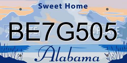 BE7G505 Alabama License Plate