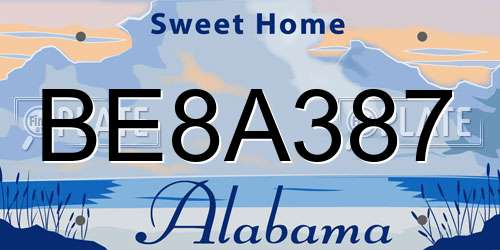 BE8A387 Alabama License Plate