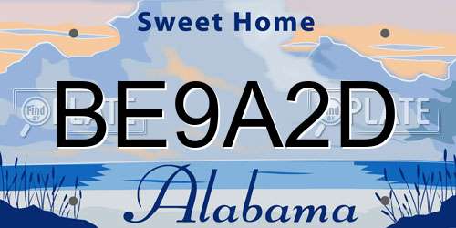 BE9A2D Alabama License Plate
