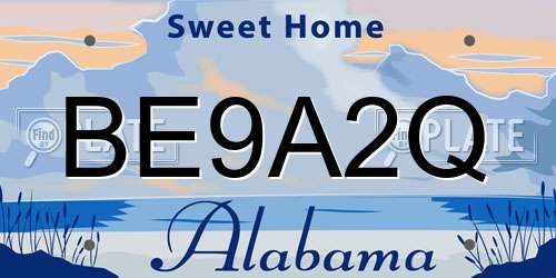 BE9A2Q Alabama License Plate