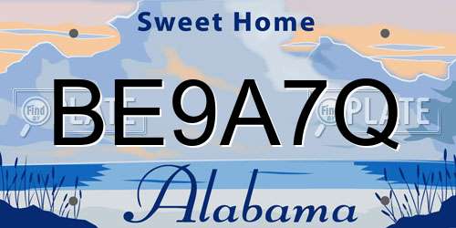 BE9A7Q Alabama License Plate