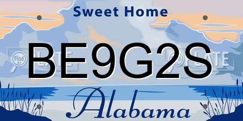 BE9G2S Alabama License Plate