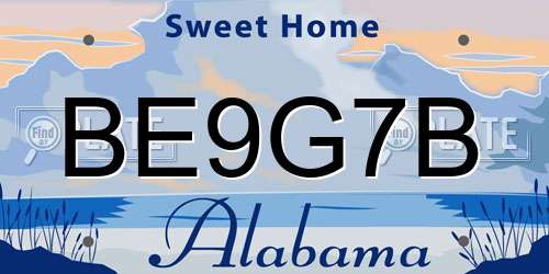 BE9G7B Alabama License Plate