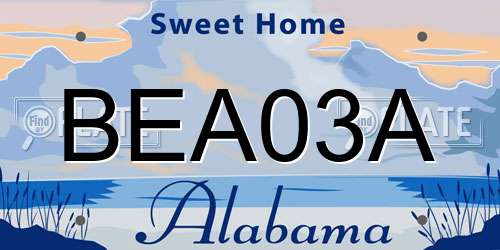 BEA03A Alabama License Plate