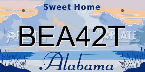 BEA42T Alabama License Plate