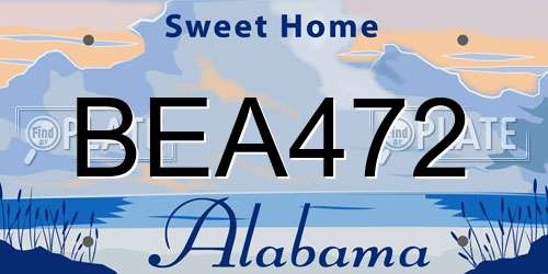 BEA472 Alabama License Plate