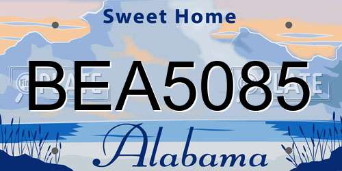 BEA5085 Alabama License Plate
