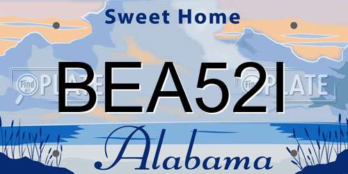 BEA52I Alabama License Plate