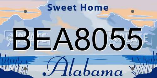 BEA8055 Alabama License Plate