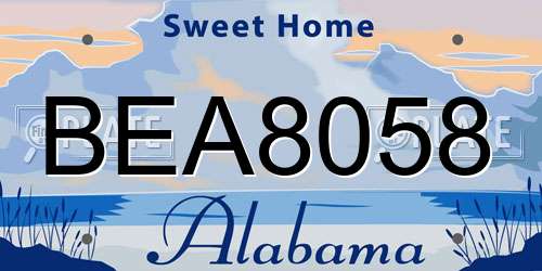 BEA8058 Alabama License Plate
