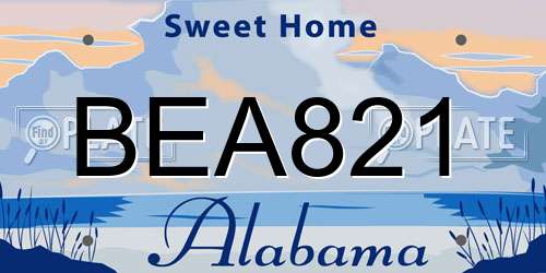 BEA821 Alabama License Plate