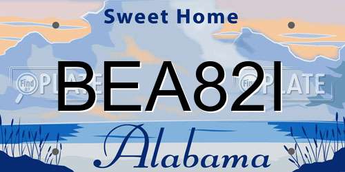 BEA82I Alabama License Plate