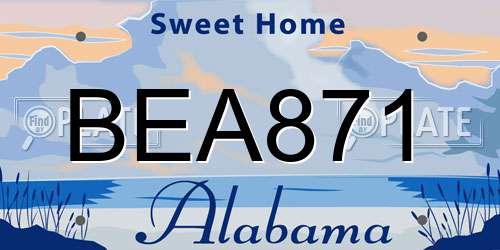 BEA871 Alabama License Plate