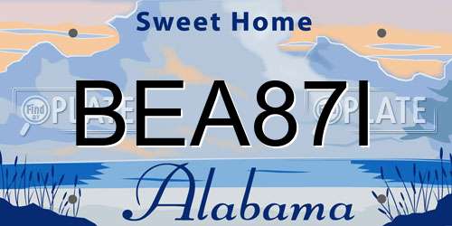 BEA87I Alabama License Plate