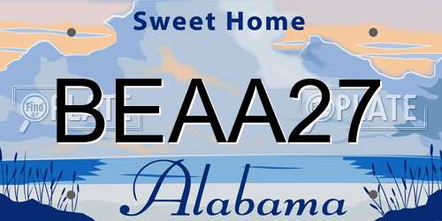 BEAA27 Alabama License Plate