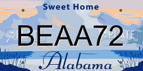 BEAA72 Alabama License Plate