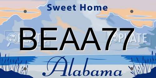 BEAA77 Alabama License Plate