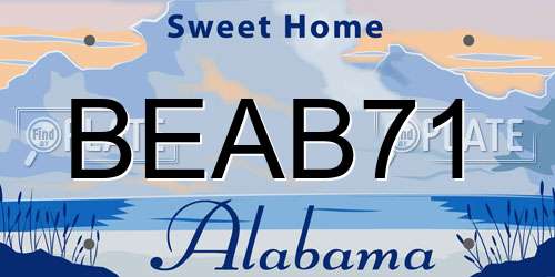 BEAB71 Alabama License Plate