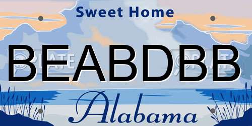 BEABDBB Alabama License Plate