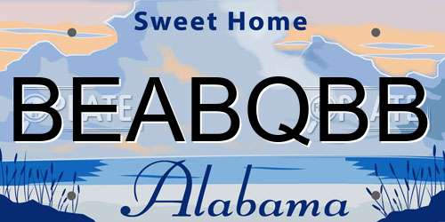 BEABQBB Alabama License Plate