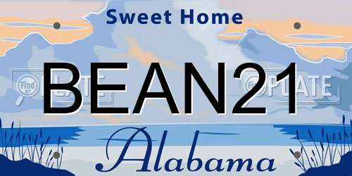 BEAN21 Alabama License Plate
