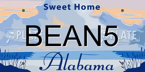 BEAN5 Alabama License Plate