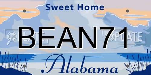 BEAN71 Alabama License Plate