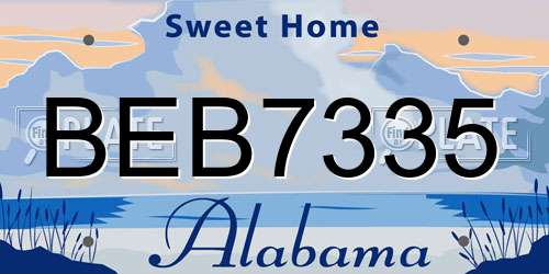 BEB7335 Alabama License Plate