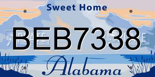 BEB7338 Alabama License Plate