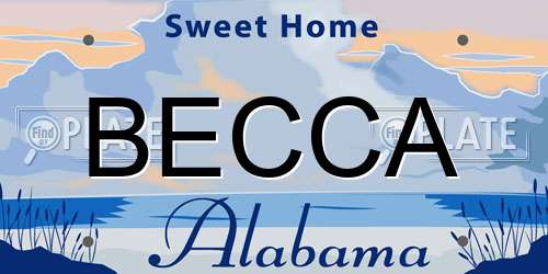 BECCA Alabama License Plate