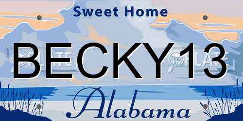 BECKY13 Alabama License Plate