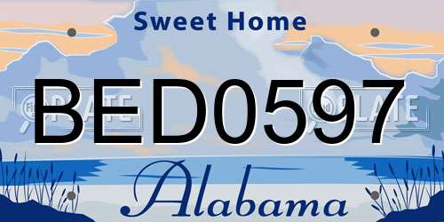 BED0597 Alabama License Plate