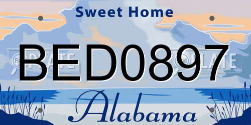 BED0897 Alabama License Plate