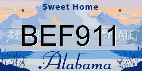 BEF911 Alabama License Plate