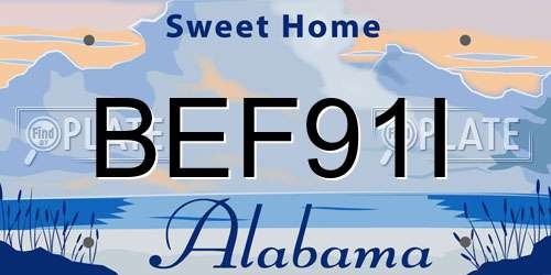 BEF91I Alabama License Plate