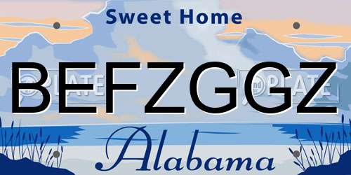 BEFZGGZ Alabama License Plate