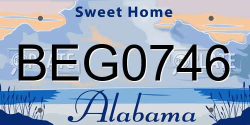 BEG0746 Alabama License Plate