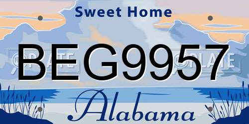 BEG9957 Alabama License Plate
