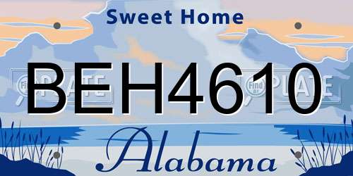 BEH4610 Alabama License Plate