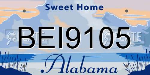 BEI9105 Alabama License Plate