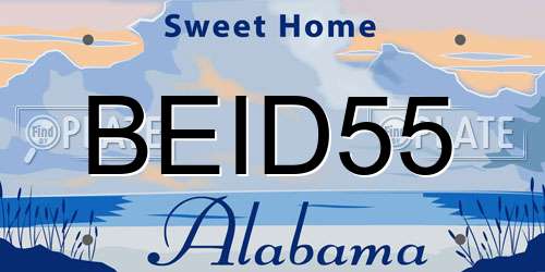 BEID55 Alabama License Plate