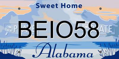 BEIO58 Alabama License Plate